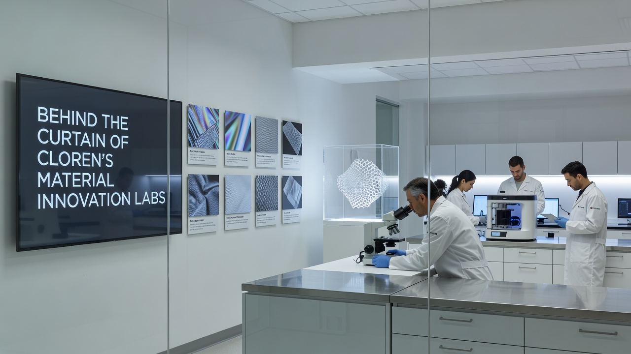 Close-up of fabric samples undergoing durability testing in Cloren's innovation lab